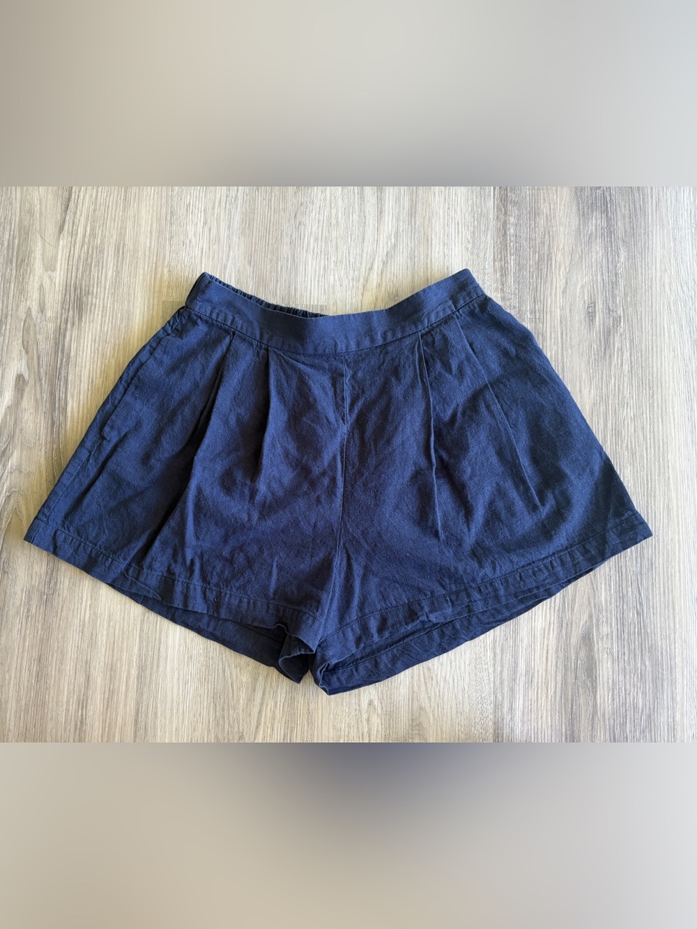 High-Waist Navy Pleated Women's Shorts